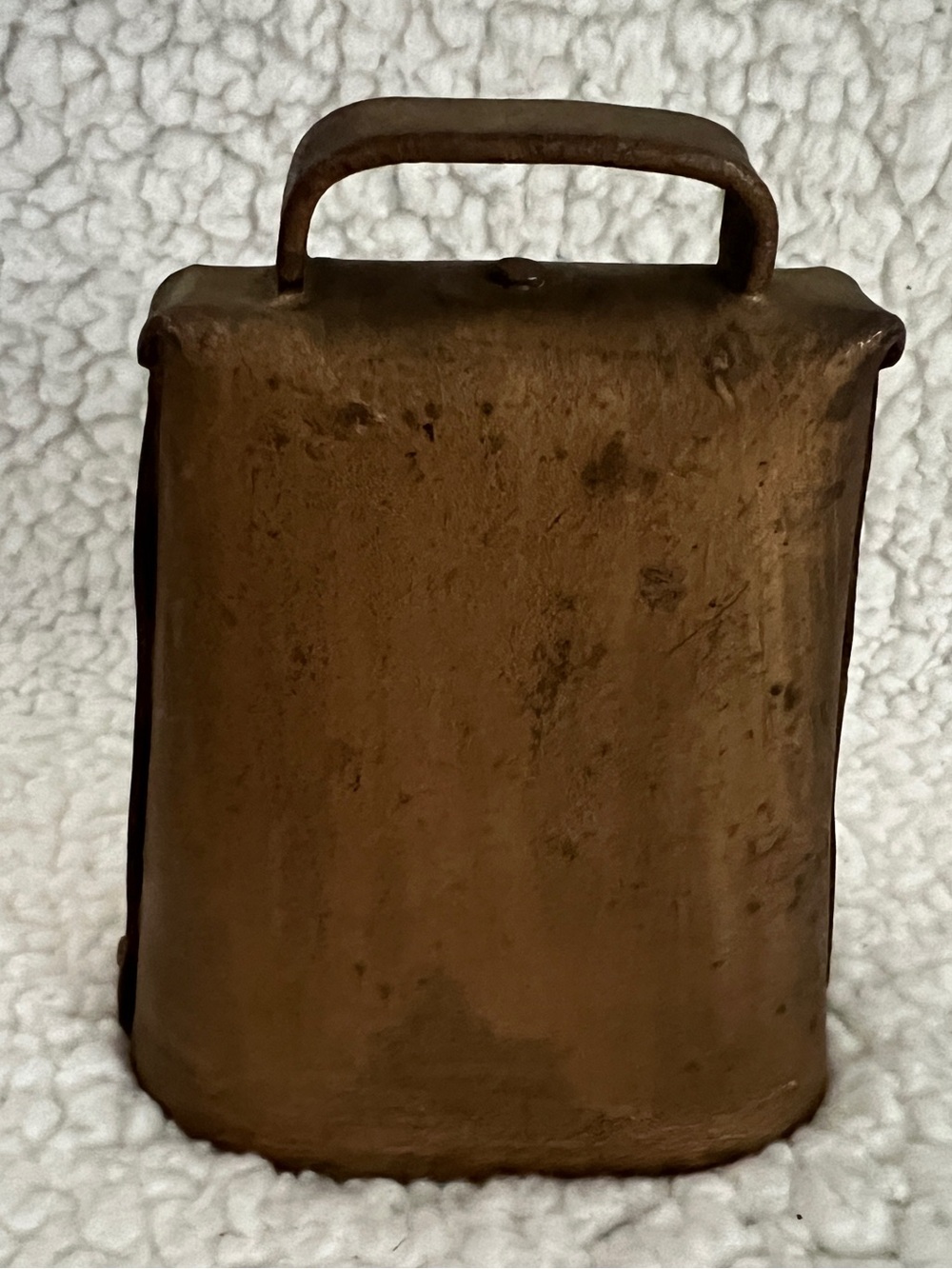 Antique Primitive Folded & Riveted Cow Bell – 5.5” Kentucky Style Steel & Brass